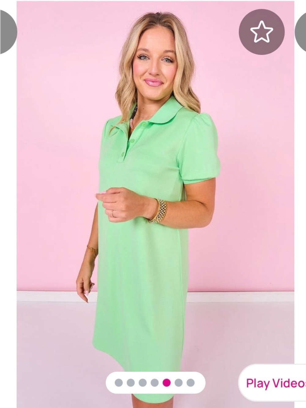 Puff Sleeve Polo Shift Air Dress in Mint Green